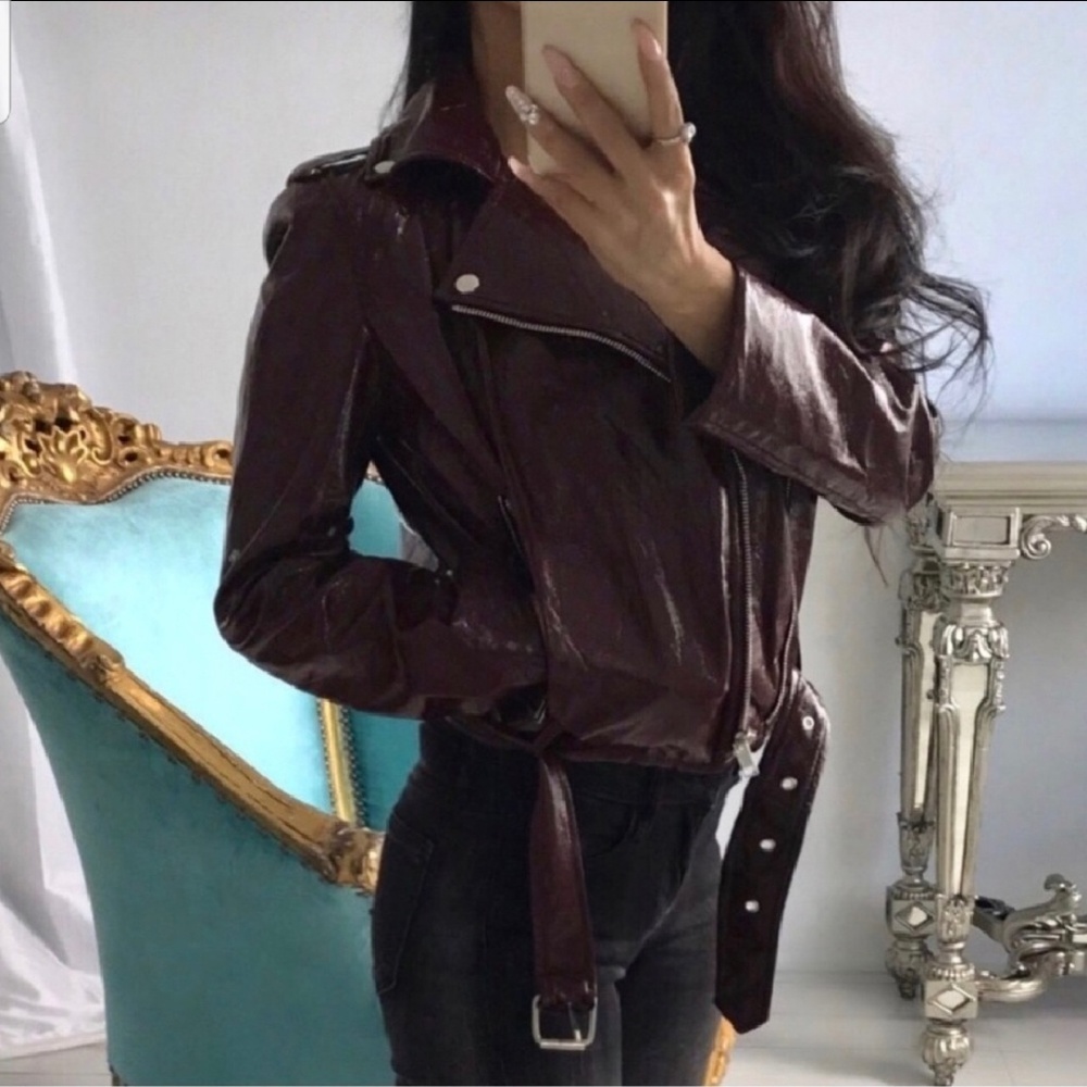 🚫NOT AVAILABLE 🚫Faux Patent Leather Moto Jacket